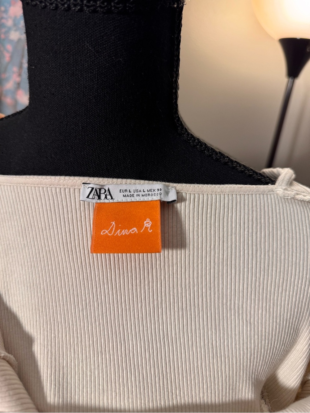 Zara x Dina Bukva Cream Maxi Tank Dress with Abstract Gray Line Design - Picture 4 of 4